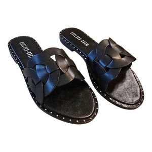 Chelsea Crew Tracy Studded Flats Womens Size 5 Black Open Toe Casual Office